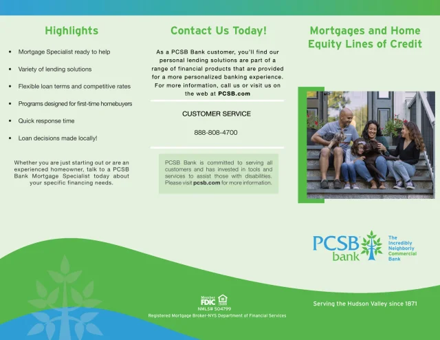 Mortgages and Home Equity Lines of Credit brochure, outer panels